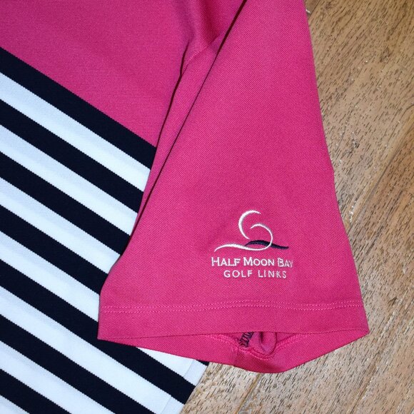 Ralph Lauren RLX Pink/Black Polo Shirt Half Moon Bay Golf Links Size L - Picture 4 of 4